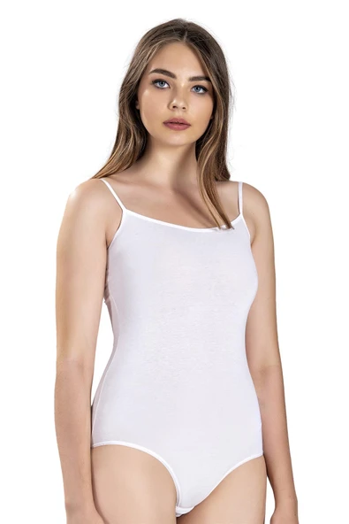 Jiber Kadın İp Askılı Kancalı Likralı Body 502 - 12 Adet  Siyah L - Resim 6