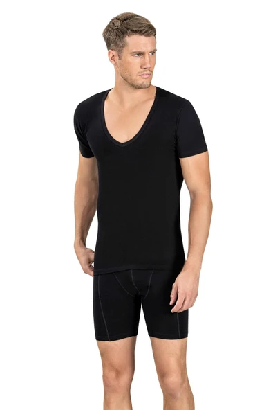 Jiber Erkek Pamuk'lu Likralı V Yaka Fanila Atlet 213 - 9 Adet  Beyaz S - Resim 3