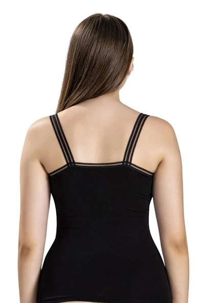 Jiber Kadın V Yaka İp Askılı Atlet 553 - 12 Adet  Beyaz L - Resim 6