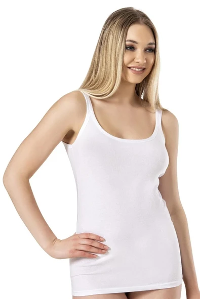 Jiber Kadın Likralı Geniş Askılı Atlet 528 - 3 Adet  Siyah L - Resim 3