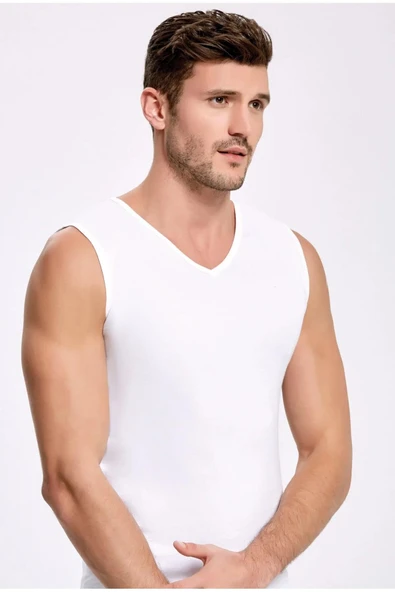 İlke Erkek V Yaka Kolsuz Badi Fanila Atlet 1008-1009 - 12 Adet  Siyah 2XL - Resim 3