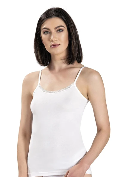 Jiber Kadın Modal Önü Dantelli İp Askılı Atlet 613 - 9 Adet  XL Siyah ürün görseli