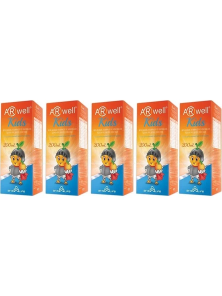 Aris Life Arwell Kids Betaglukan Şurup 200 Ml 5'Li PAKET (SKT:07/2026) ürün görseli 1