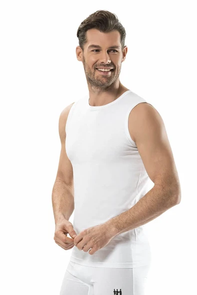 Jiber Erkek Sıfır Kol Fanila 6'lı Paket- 126  Beyaz XL - Resim 3