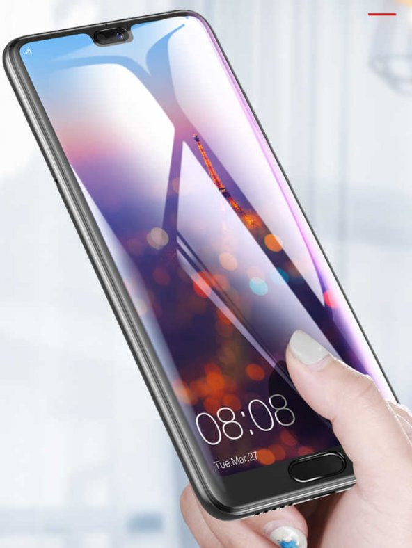 Huawei P20 Pro  Kenarları Kırılmaya Dayanaıklı Cam Ekran Koruyucu