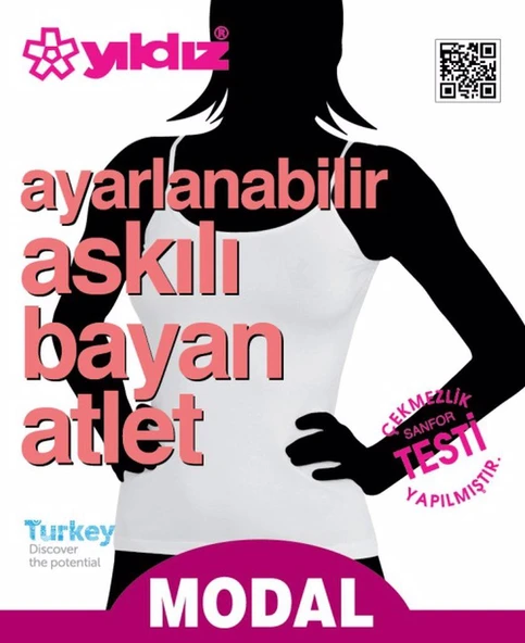 Yıldız Bayan Ayarlanabilen Askılı Atlet Modal Renk Seçenekli  Beyaz L - Resim 4