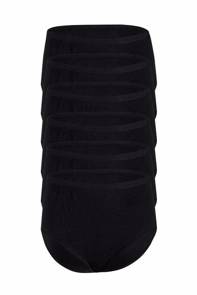 12 Adet Yıldız Çizgili Yüksek Bel Bato Külot  M Ten - Resim 3