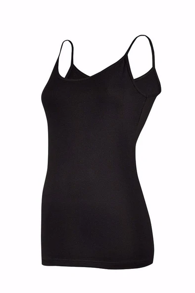 Yıldız Bayan Likralı ip Askılı Atlet Renk Seçenekli  Siyah L - Resim 6