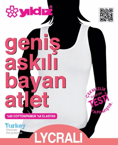 Yıldız Bayan Likralı Geniş Askılı Atlet Renk Seçenekli  XL Siyah - Resim 5