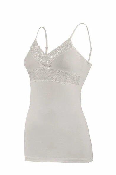 Yıldız Bayan Ayarlı V Yaka Dantelli Atlet Renk Seçenekli  Siyah M - Resim 3