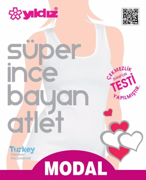 Yıldız Bayan Süper İnce Geniş Askılı Büyük Beden Atlet  Siyah 2XL - Resim 4