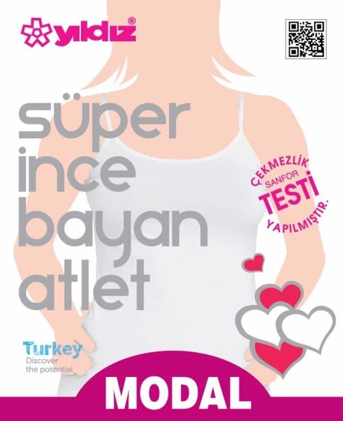 Yıldız 2'Li Bayan Süper İnce İp Askılı Atlet   Siyah M - Resim 4