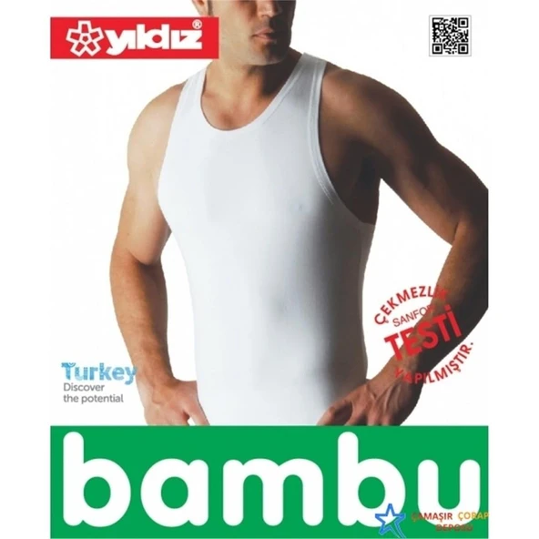 3'Lü Yıldız -315-316 Erkek Bambu Atlet  Siyah M - Resim 3