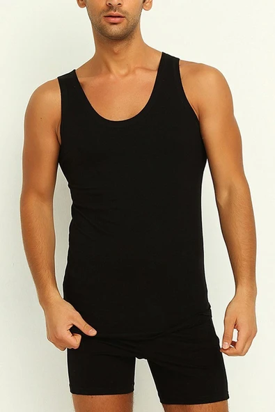 Yıldız 370-371-372 Erkek Likralı Atlet 2'Li   Siyah 3XL - Resim 3