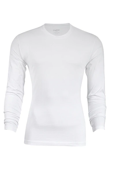 Yıldız Erkek Modal Uzun Kol Sıfır Yaka Body T-shirt Atlet - 385-386  Beyaz 3XL - Resim 3