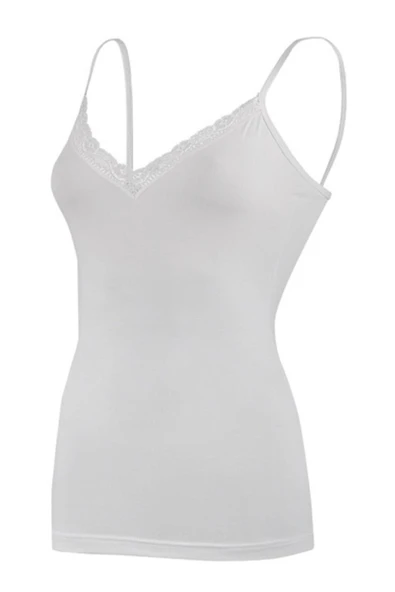 Yıldız Kadın Modal V-yaka Dantelli Atlet 3'Lü Paket - 2225-2226-2227  Ekru S - Resim 3