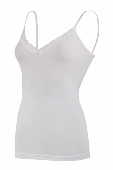 Yıldız Kadın Modal V-yaka Dantelli Atlet 3'Lü Paket - 2225-2226-2227  Ekru S - Resim 6