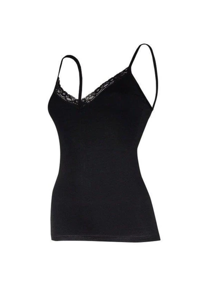 Yıldız Kadın Modal V-yaka Dantelli Atlet 3'Lü Paket - 2225-2226-2227  Ekru S - Resim 5