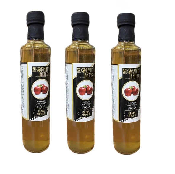 Elma, Sirkesi, Katkısız, Doğal, 3 Adet, Lokman Aktar