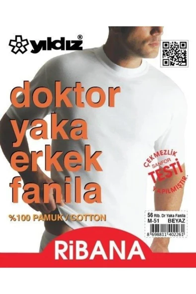 Yıldız Erkek Doktor Yaka Ribana Atlet Fanila 55/57 - 6 Adet  Gri S - Resim 5