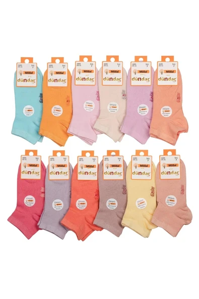 Dündar Kız Çocuk Modal Patik Dikişsiz Pastel Renk Çorap 8047-6 Adet  Karışık Renk 26-28 - 3