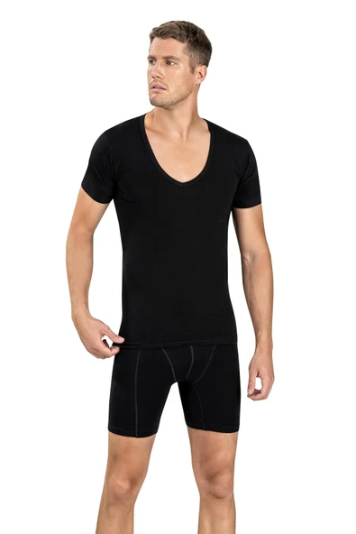 Jiber Erkek Pamuk'lu Likralı V Yaka Fanila Atlet 213 - 3 Adet  Beyaz L - Resim 6