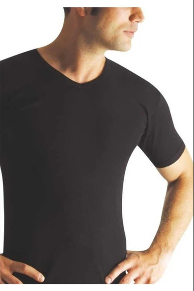 Yıldız Erkek Süper İnce Kısa Kol V Yaka Atlet - 1 Adet  Beyaz XL - Resim 3