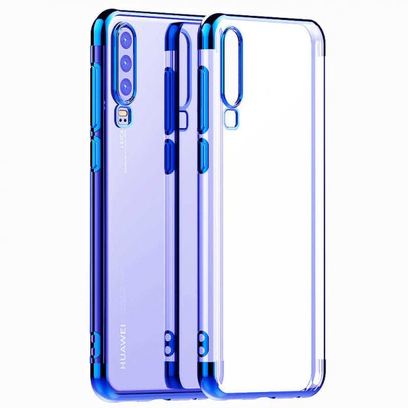 Huawei P30 Kılıf  Dört Köşeli Lazer Silikon - 2