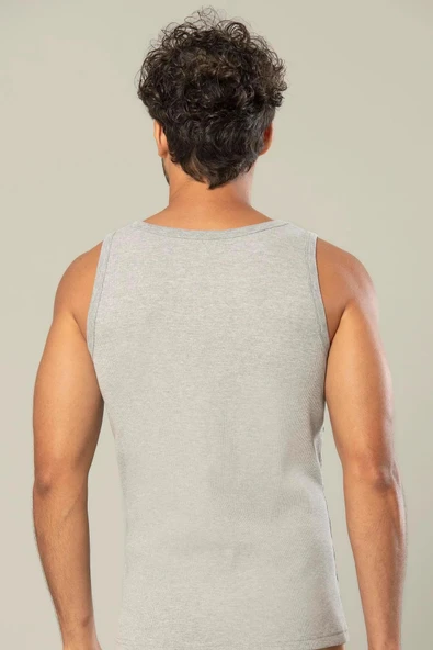 Erdem Erkek Kaşkorse Kare Yaka Askılı Atlet 1128 - 6 Adet  Beyaz XL - Resim 6