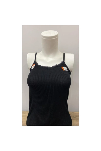 İlke Kadın Likralı Viskon İp Askılı Atlet 221 - 6 Adet  L - XL Petrol - Resim 5