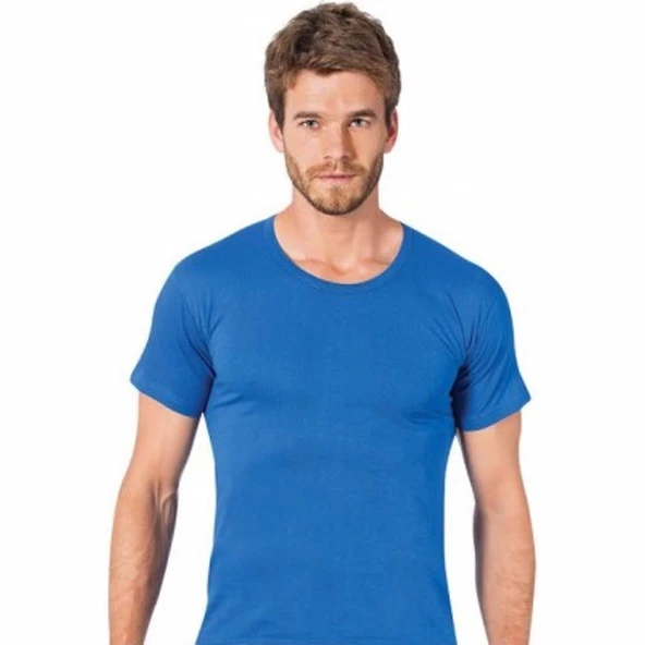 12 Adet Seher Yıldızı %100 Pamuk Erkek Fanila Kısa Kollu RENKLİ  XL Haki - Resim 5