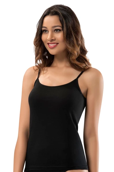 6'Lı ERDEM 2153 BAYAN İP ASKILI LİKRALI ATLET  Beyaz 2XL - Resim 3