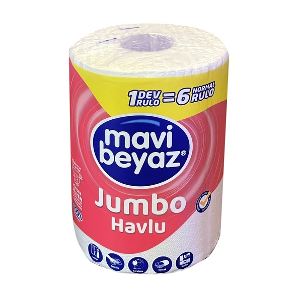 Mavi Beyaz Dev Rulo Jumbo Havlu x 4 Adet - Resim 3