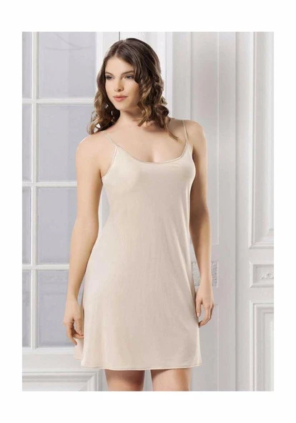 NBB İnce Askılı Kombinezon Bayan Kombinezon Kadın YAZLIK 3851  Beyaz XL - Resim 3