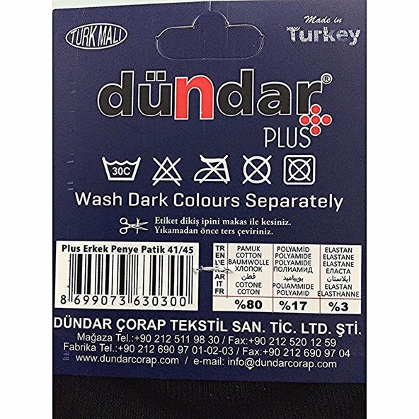 6 Adet Dündar Pamuklu Erkek Patik Çorap  Karışık Renk 41-45 - Resim 7