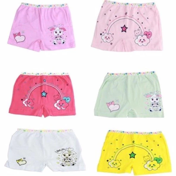 Tutku Kız Çocuk Boxer 12 Adet   Karışık Renk 5 (9-10 YAŞ) - Resim 3