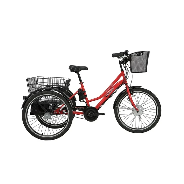 Bisan E-Porter Nexus 3 Vites 24 Jant Üç Tekerli Elektrikli Bisiklet Kırmızı Siyah 44 Kadro ürün görseli 1