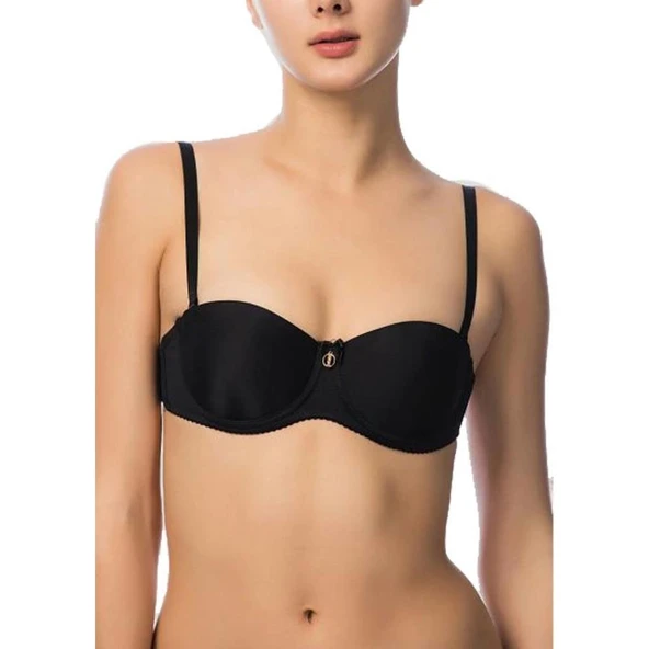 Nbb 3586 Bayan Destekli Straplez Saten Sütyen  Beyaz 85B - Resim 4