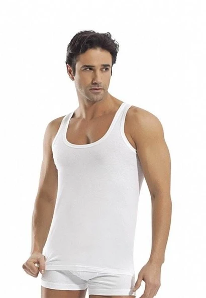 3'Lü Erdem 1100 Erkek Penye Süprem Atlet  Beyaz 2XL - Resim 3