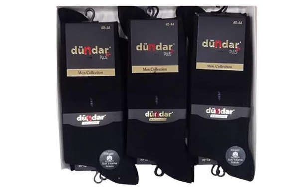 12 Adet Dündar Erkek Plus Likralı Çorap  Siyah 40-44 - Resim 2