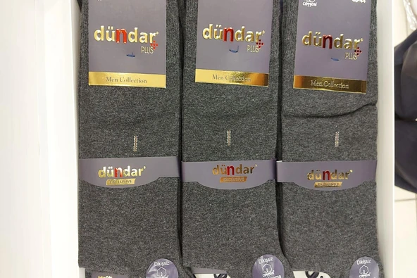 12 Adet Dündar Erkek Plus Likralı Çorap  Füme 40-44 - Resim 10