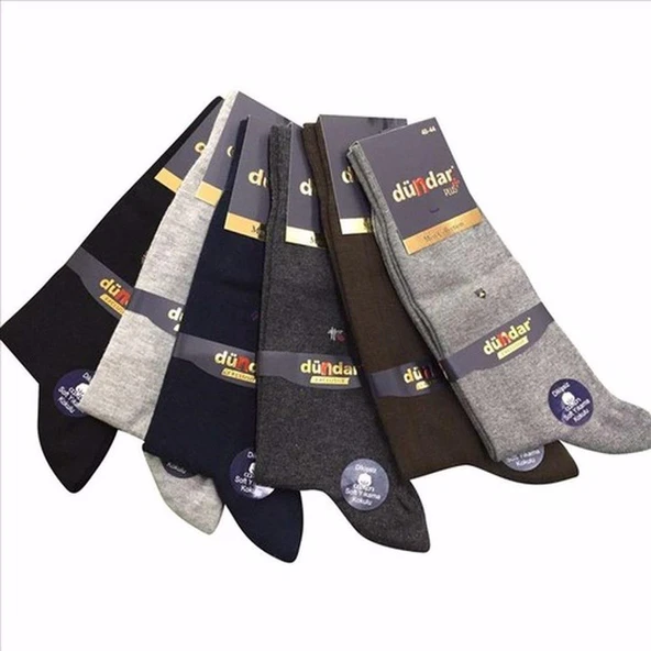 12 Adet Dündar Erkek Plus Likralı Çorap  Siyah 40-44 - Resim 4