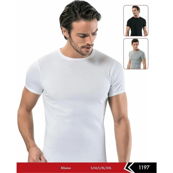 Erdem 1197 Ribana Sıfır Yaka Erkek Fanila  Siyah M - Resim 2