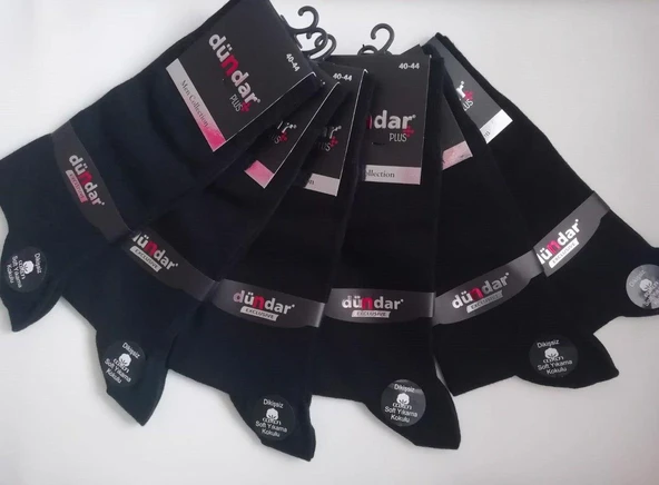12 Adet Dündar Erkek Plus Likralı Çorap  Füme 40-44 - Resim 2