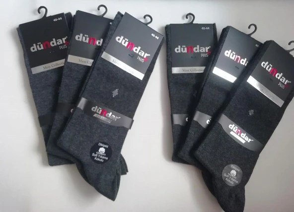 12 Adet Dündar Erkek Plus Likralı Çorap  Antrasit 40-44 - Resim 10