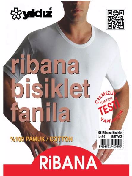 Yıldız Erkek Ribana Bisiklet Yaka Fanila Atlet 06 - 3 Adet  Beyaz S - Resim 4