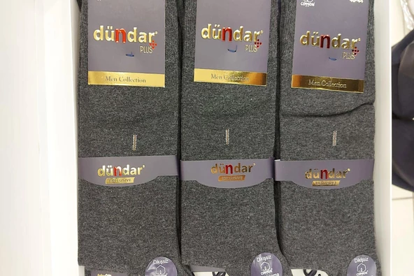 12 Adet Dündar Erkek Plus Likralı Çorap  Antrasit 40-44 - Resim 4