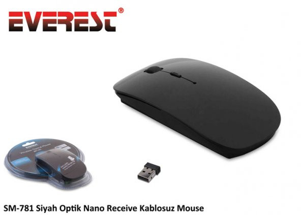 Everest SM-781 Siyah Optik Nano Receive Kablosuz Mouse