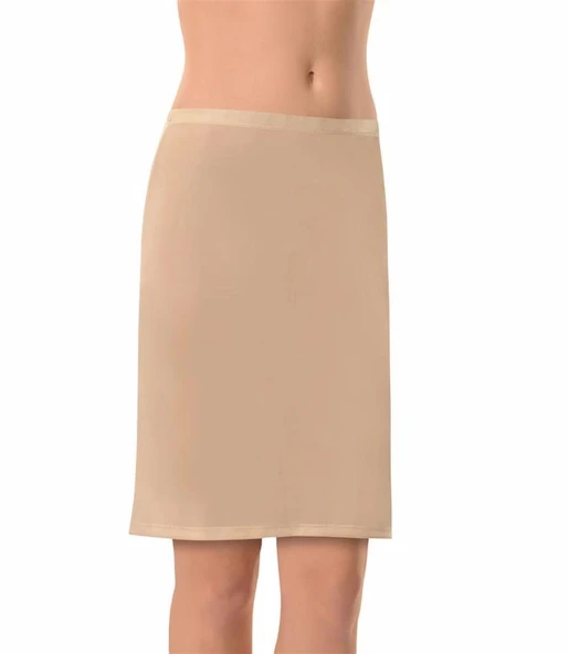 NBB 2900 Bayan Kısa Dizüstü Etek Altı Jüpon Kadın Elbise Astarı  Beyaz M - Resim 2