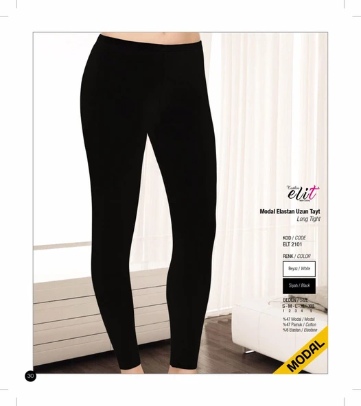 Tutku Elit Kadın Modal Likralı Uzun Tayt 2101 - 3 Adet   Beyaz S - Resim 4